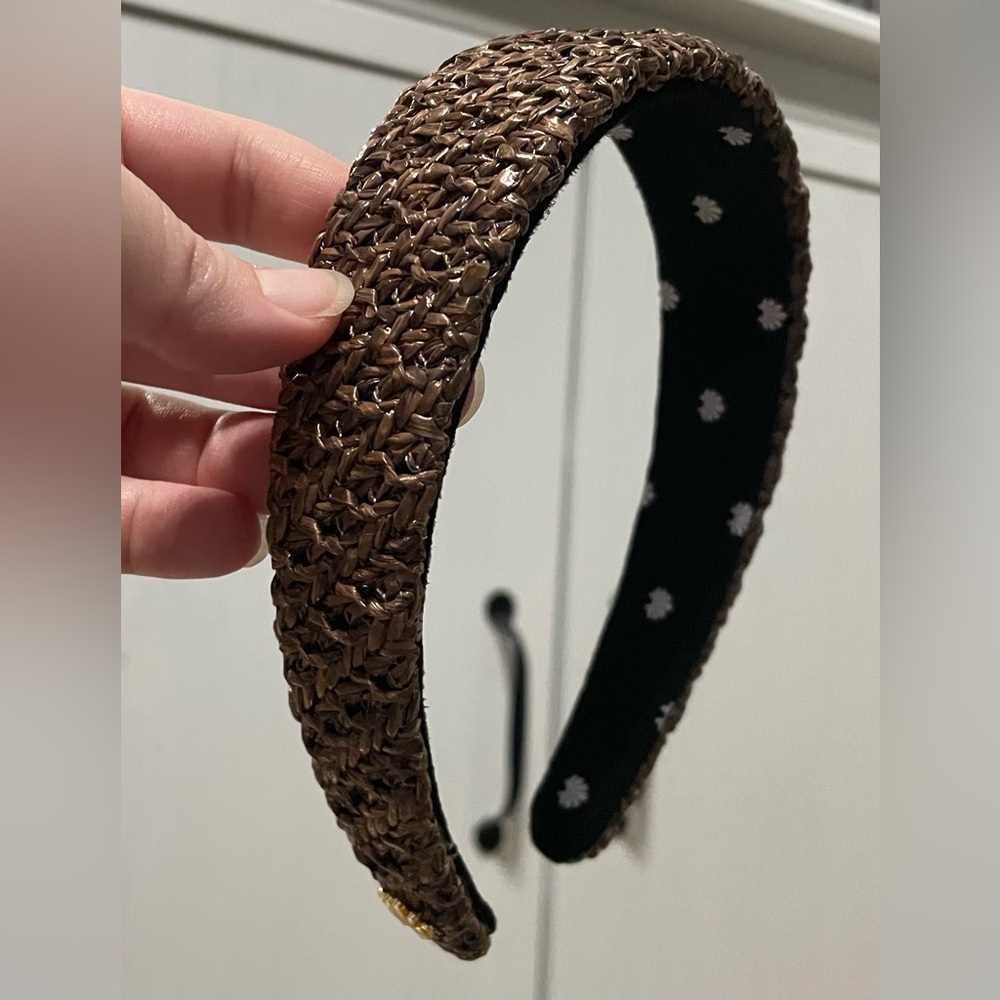 Lele Sadoughi CHOCOLATE RAFFIA BESSETTE HEADBAND